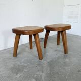 Pair of Henri Bataille oak stools