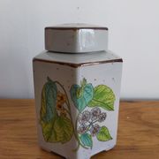 Pot à thé herboristerie vintage motifs végétaux