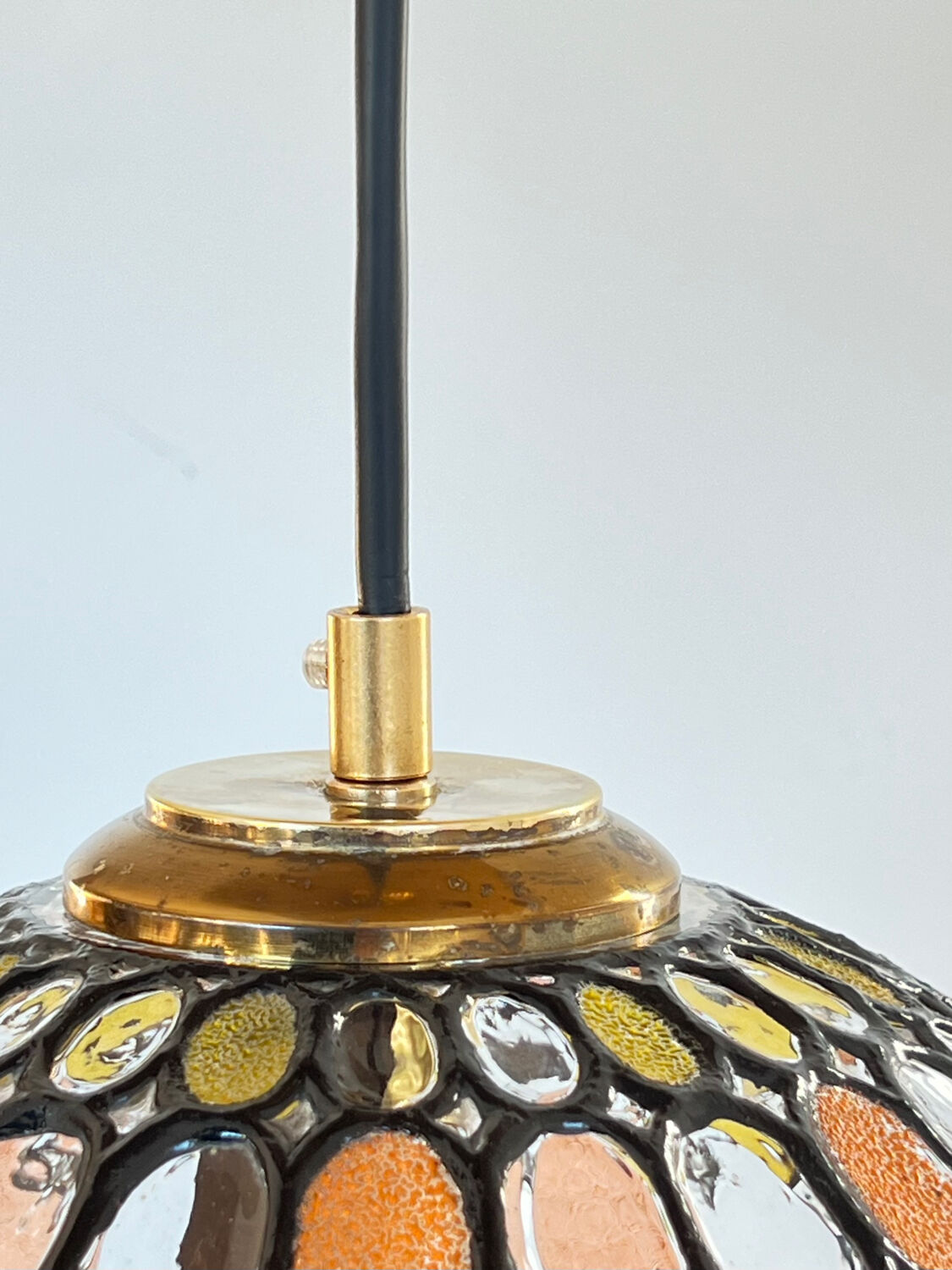 Large vintage Limburg stained-glass style pendant light from the 1970s