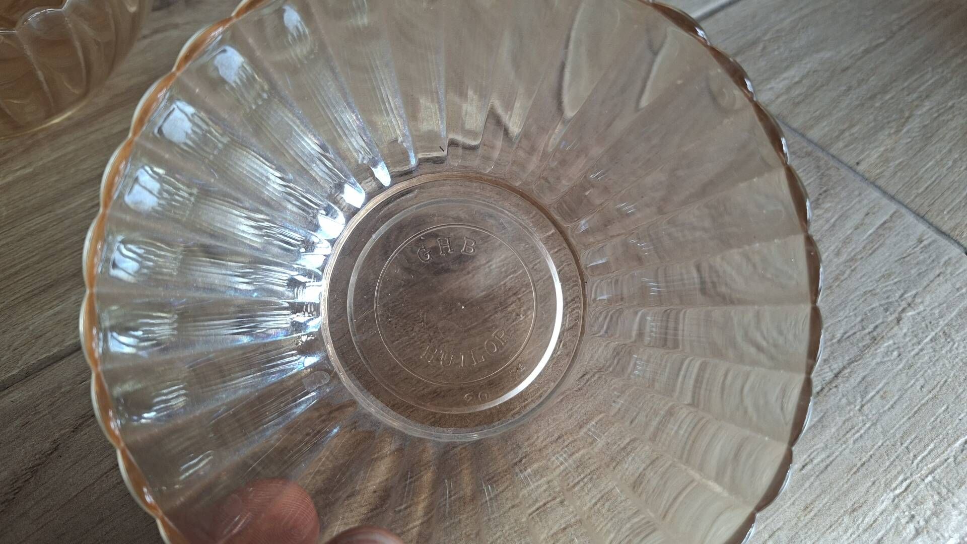 vintage bowls GHB Huilor amber orange glass