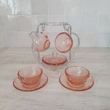 Rosaline cups and saucers by Arcoroc with metal stand