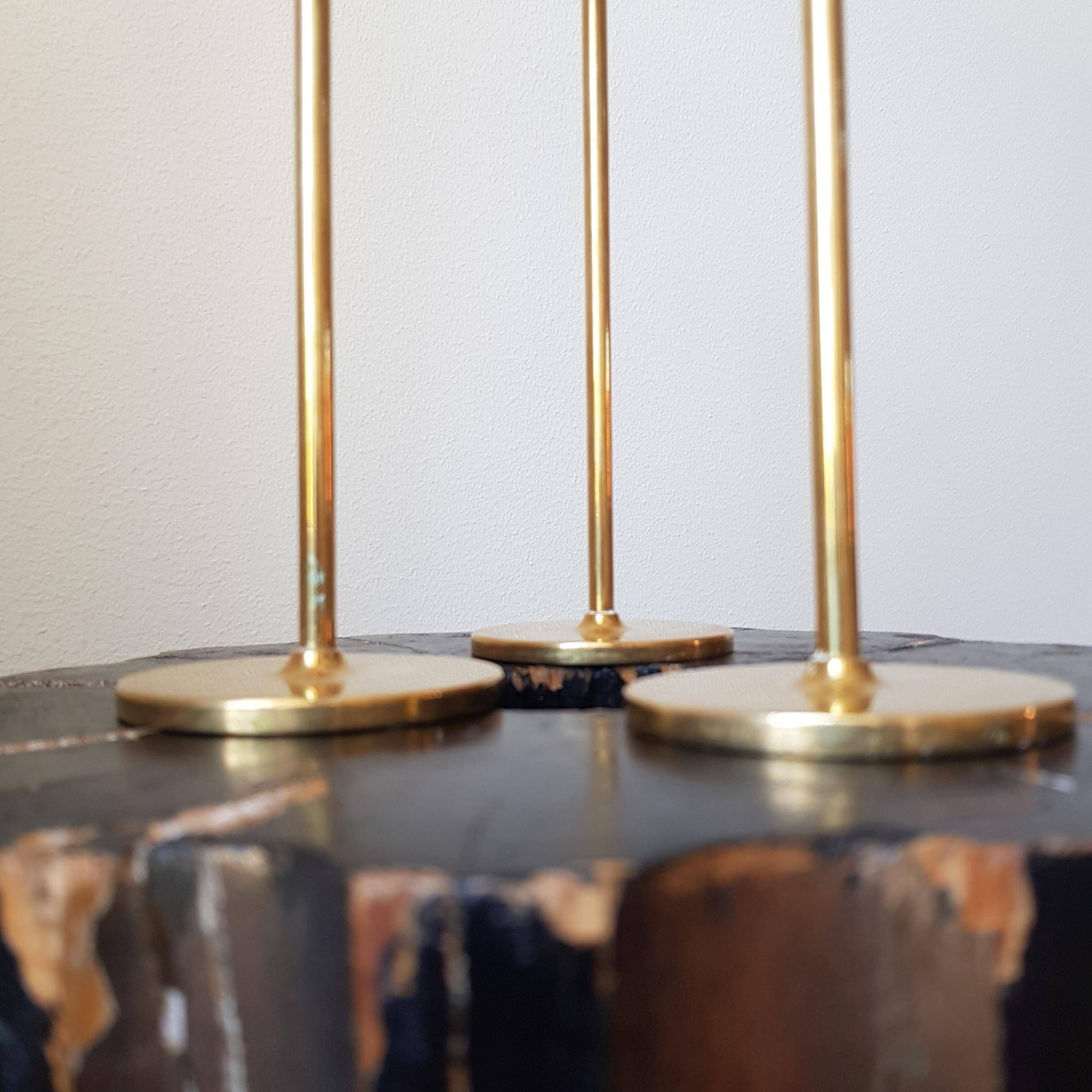 Pierre Forssell, Tulip chandeliers, brass, Skultuna, Scandinavian Modern
