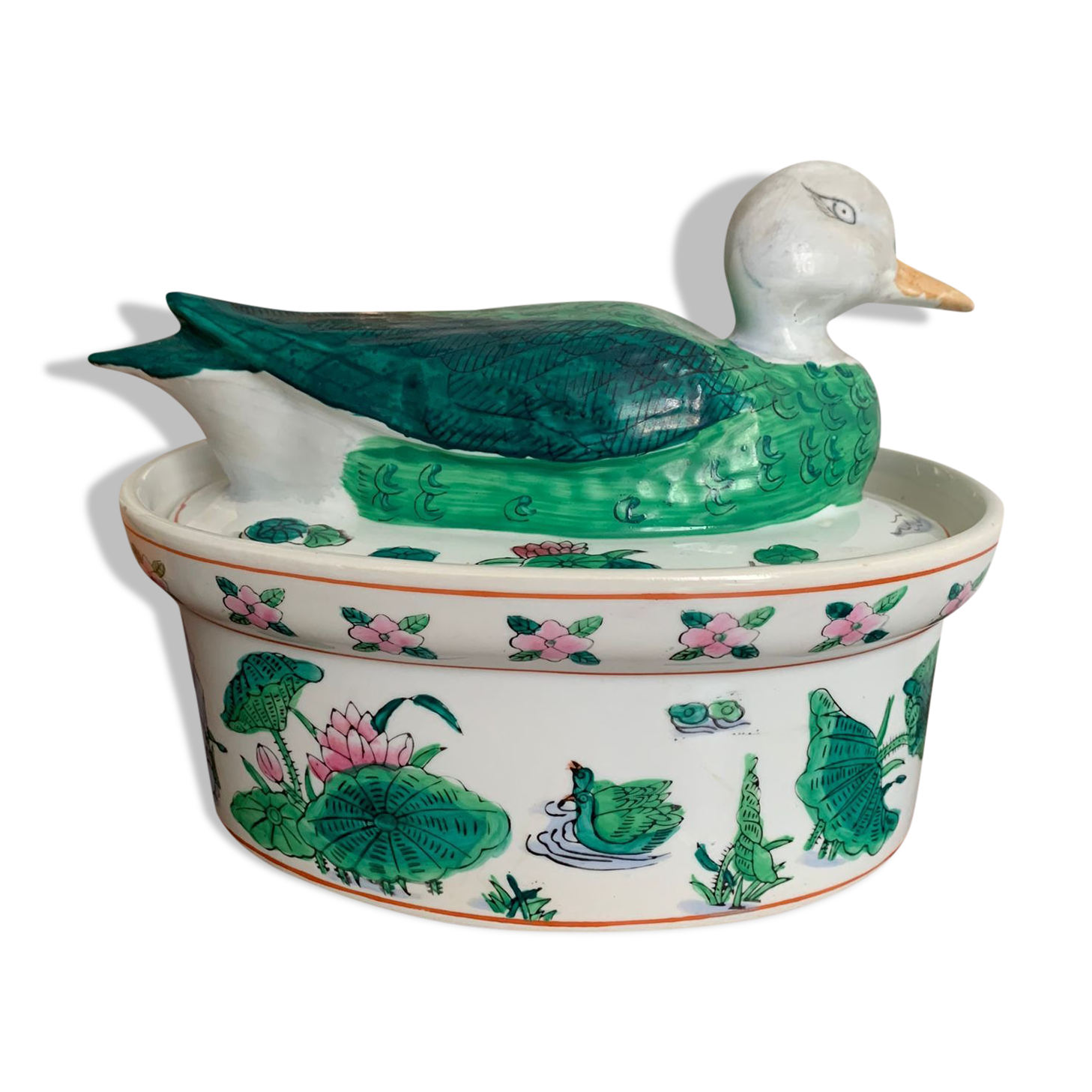 Hand-painted ceramic duck slip 1970