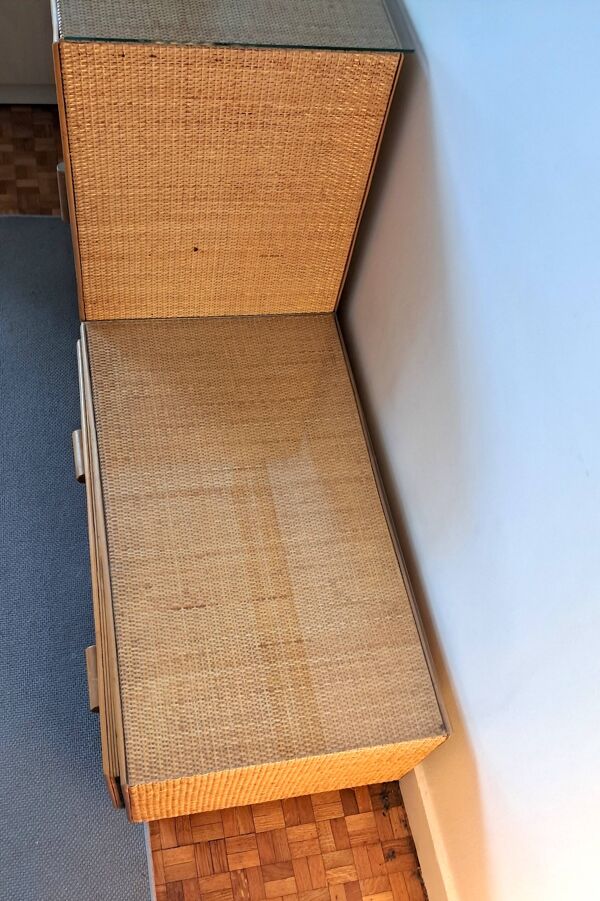 Commode en rotin Vintage 1960/70.