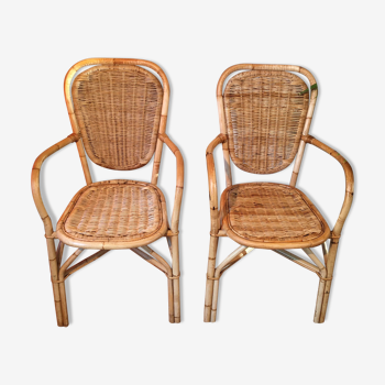 Lot of two light rattan chairs