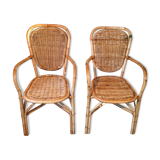 Lot of two light rattan chairs
