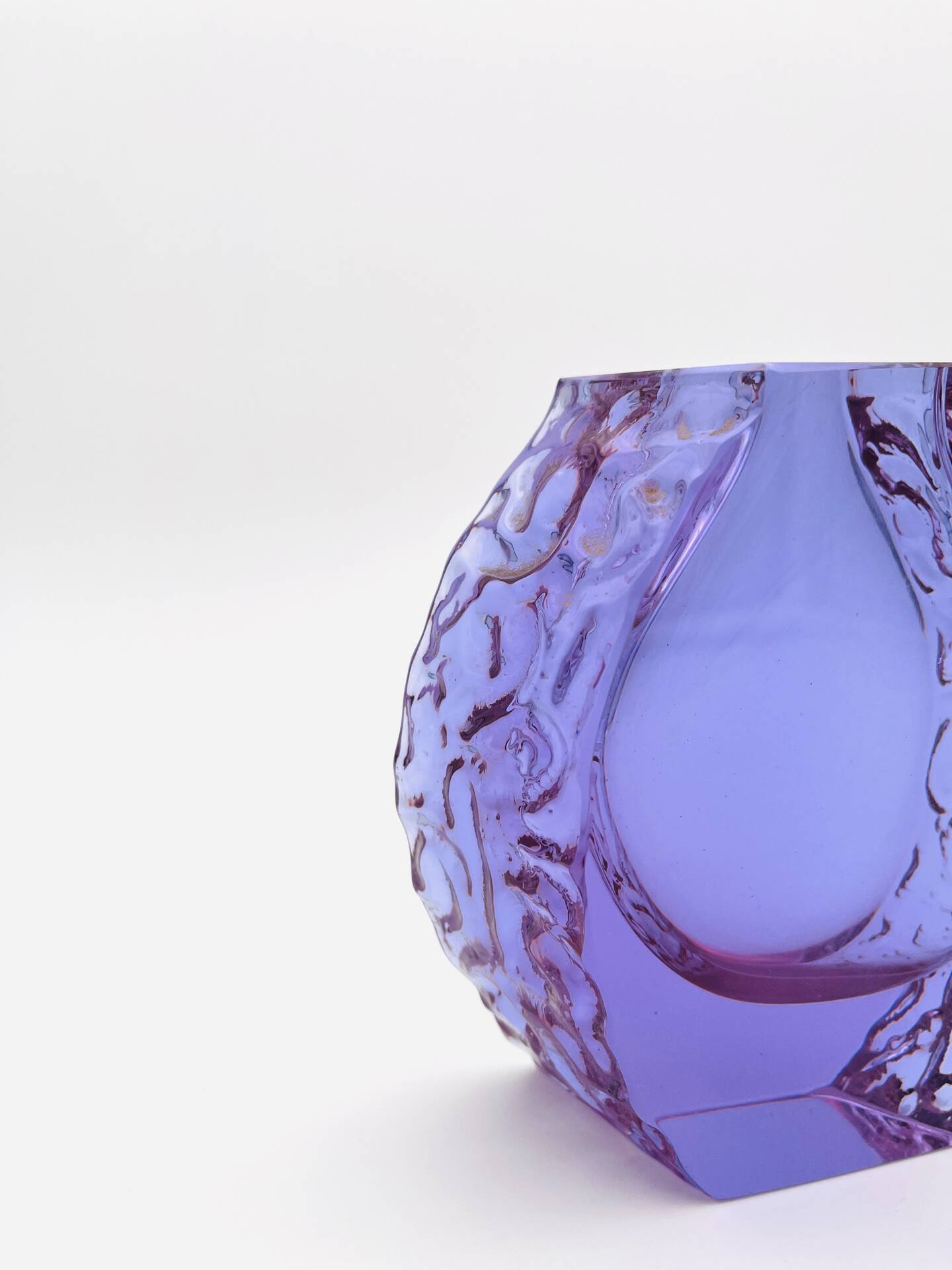 Murano Vase Alexandrite Mandruzzato Neodymium Brutalist Bark 13.5
