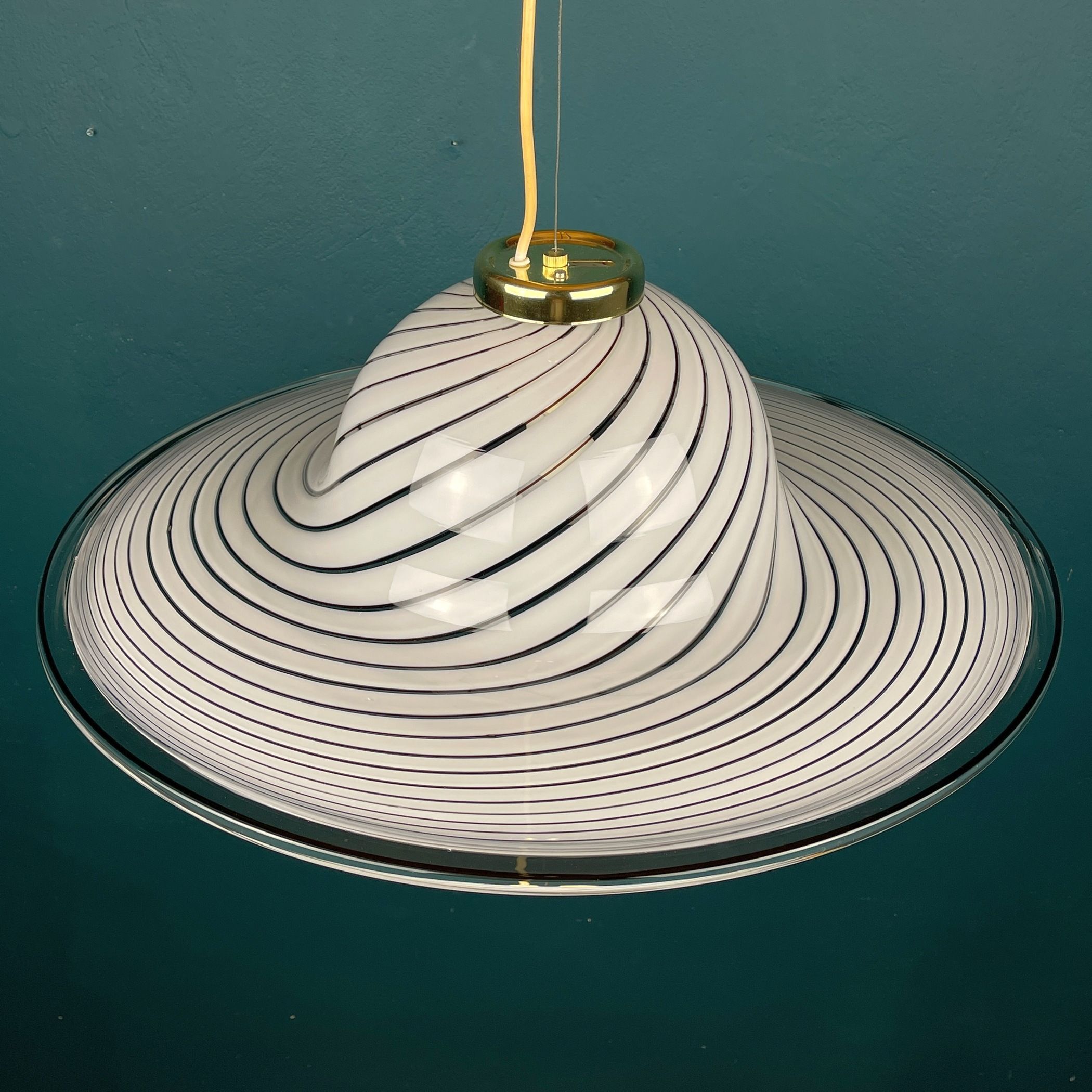 Classic swirl Murano glass pendant lamp Italy 1970s