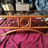 70s rattan coffee table