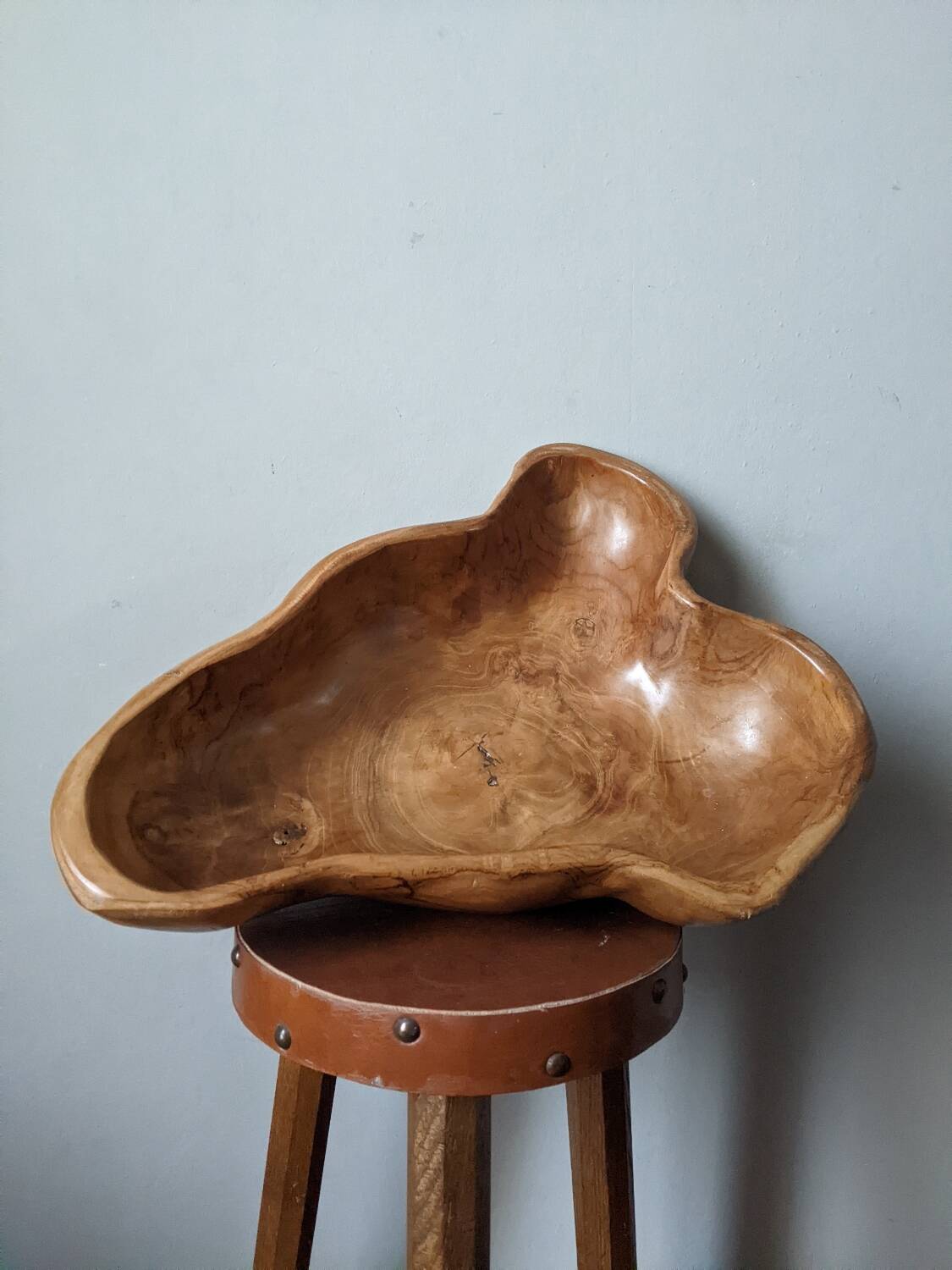 Handcrafted olive wood fruit bowl, country decor.