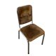Set of 6 vintage chrome chairs with brown seats