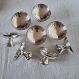 Set of 8 silver metal glasses for champagne or ice cream Mid Century Design