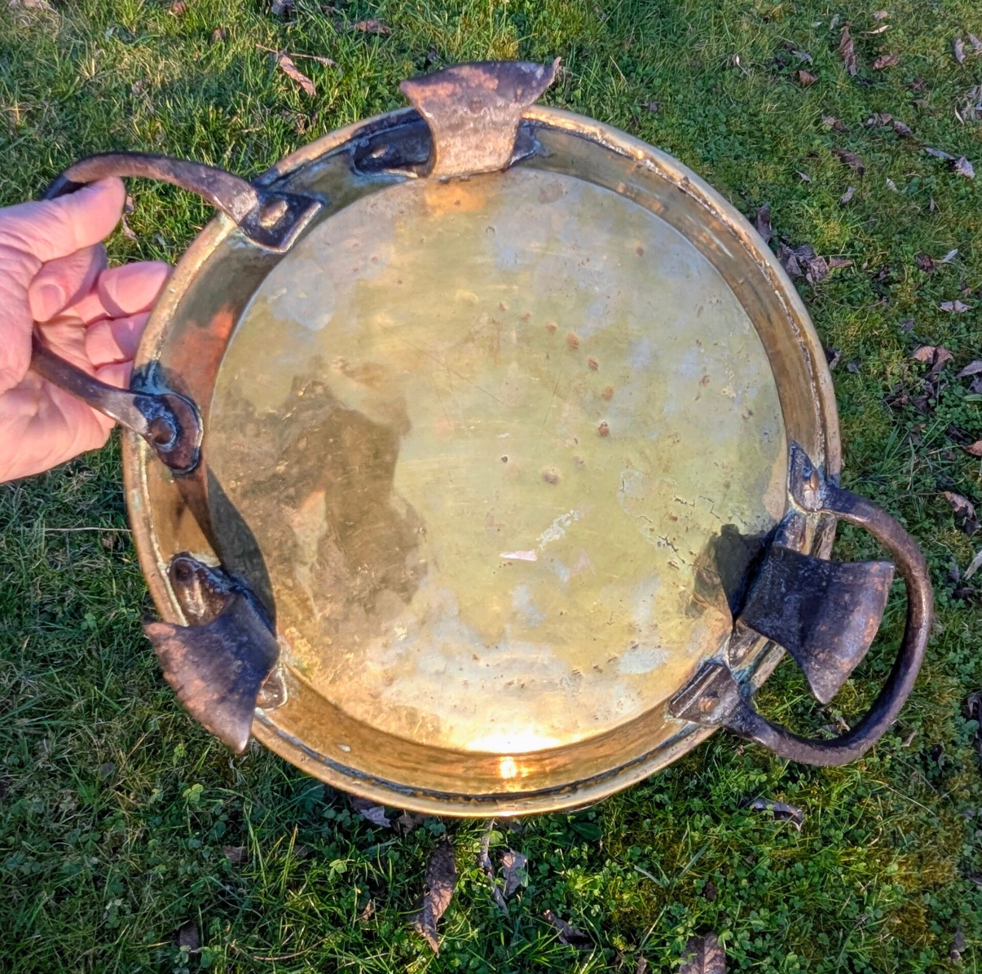 Pie dish Tourtière 18th 19th Copper Yellow Brass Folk Art