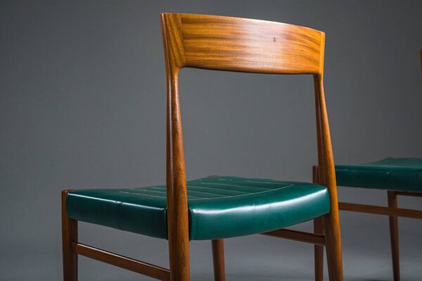 Chaises de salle à manger en similicuir vert botanique, années 1970, lot de 4