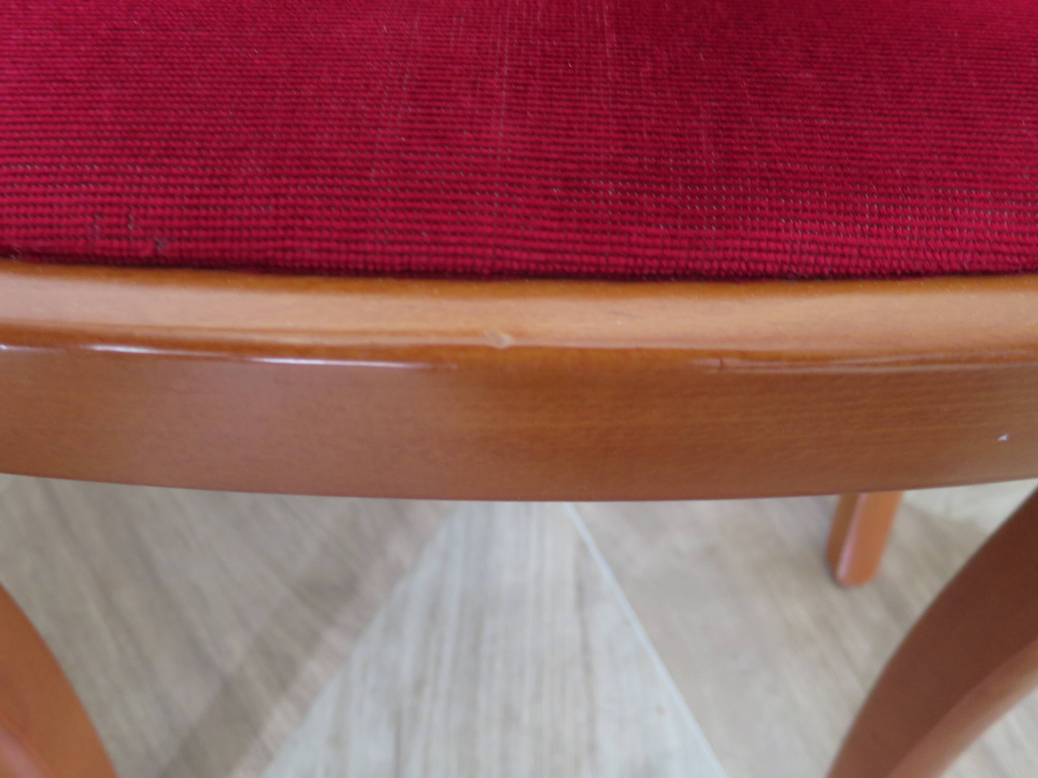 Solid cherry wood chairs and red velvet seat - Set of 4 - Louis Philippe style