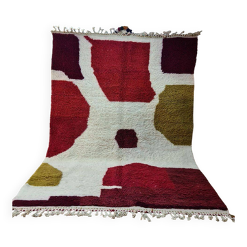 Tapis Beni Ouarain Abstrait Multicolore - Laine Fait Main - Design Unique