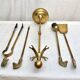 Servant of brass fireplace four utensils and support dimension: height -63cm- D-17cm-