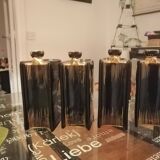 Série de 4 flacons d'alcool en porcelaine noir