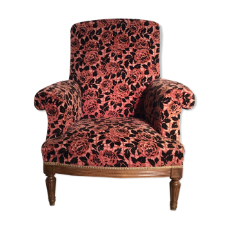 Vintage English flower velvet armchair