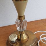 Mid-Century "3-light" table lamp in brass and cut crystal – France