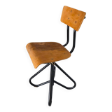 Vintage wooden and metal swivel workshop chair - Restoration project