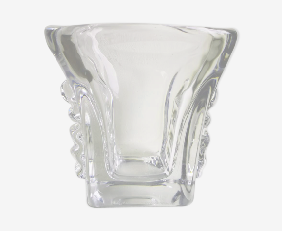 Square vase with crystal handles, circa 1960 Daum Nancy France | Selency