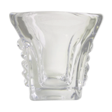 Square vase with crystal handles, circa 1960 Daum Nancy  France