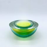Cendrier flavio poli, murano, vert/jaune, seguso, 1970