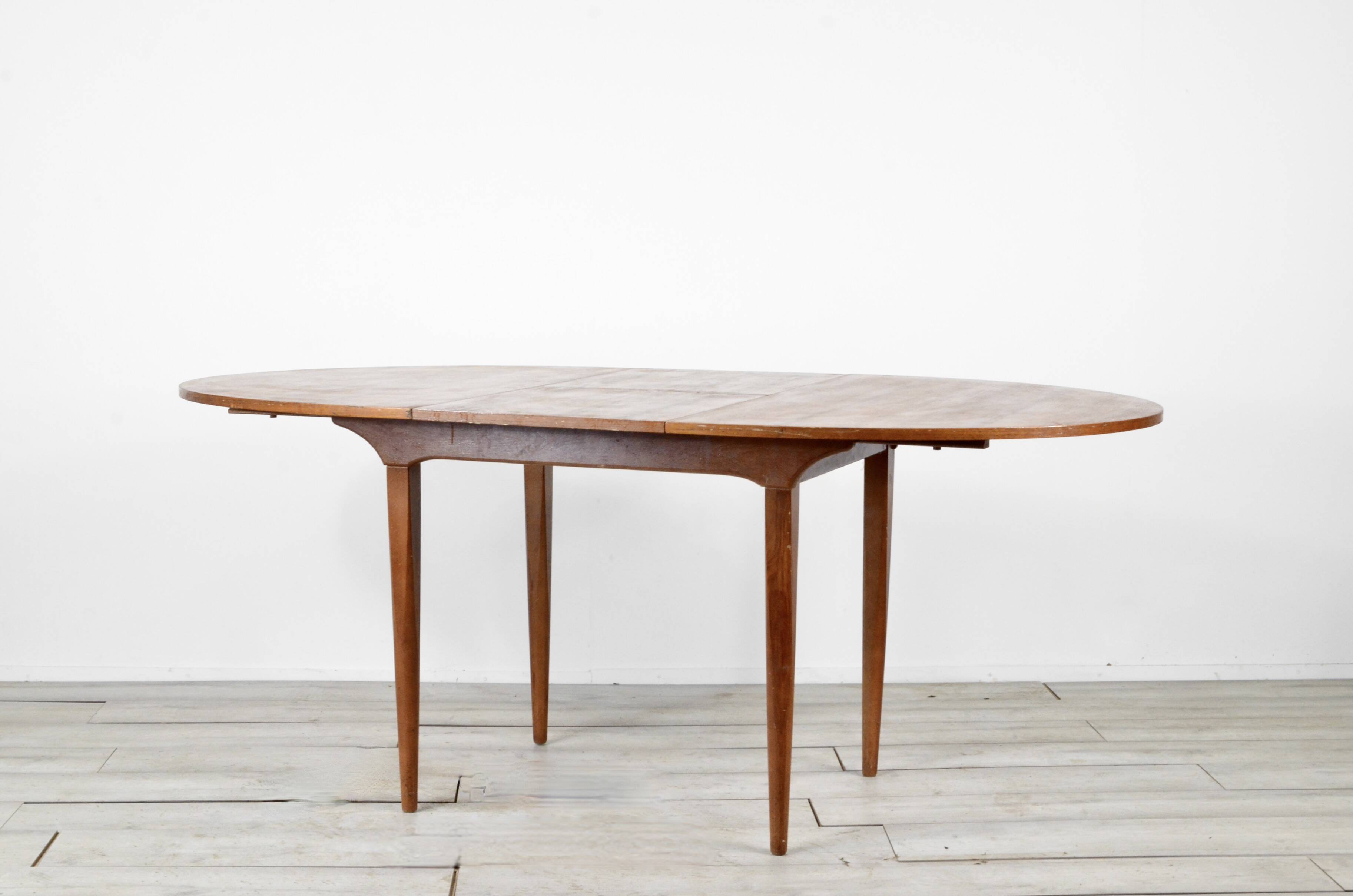 Midcentury oblong teak extending table