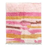 Moroccan Berber carpet beni ouarain pink mottled with colorful patterns and engraved 294x250cm