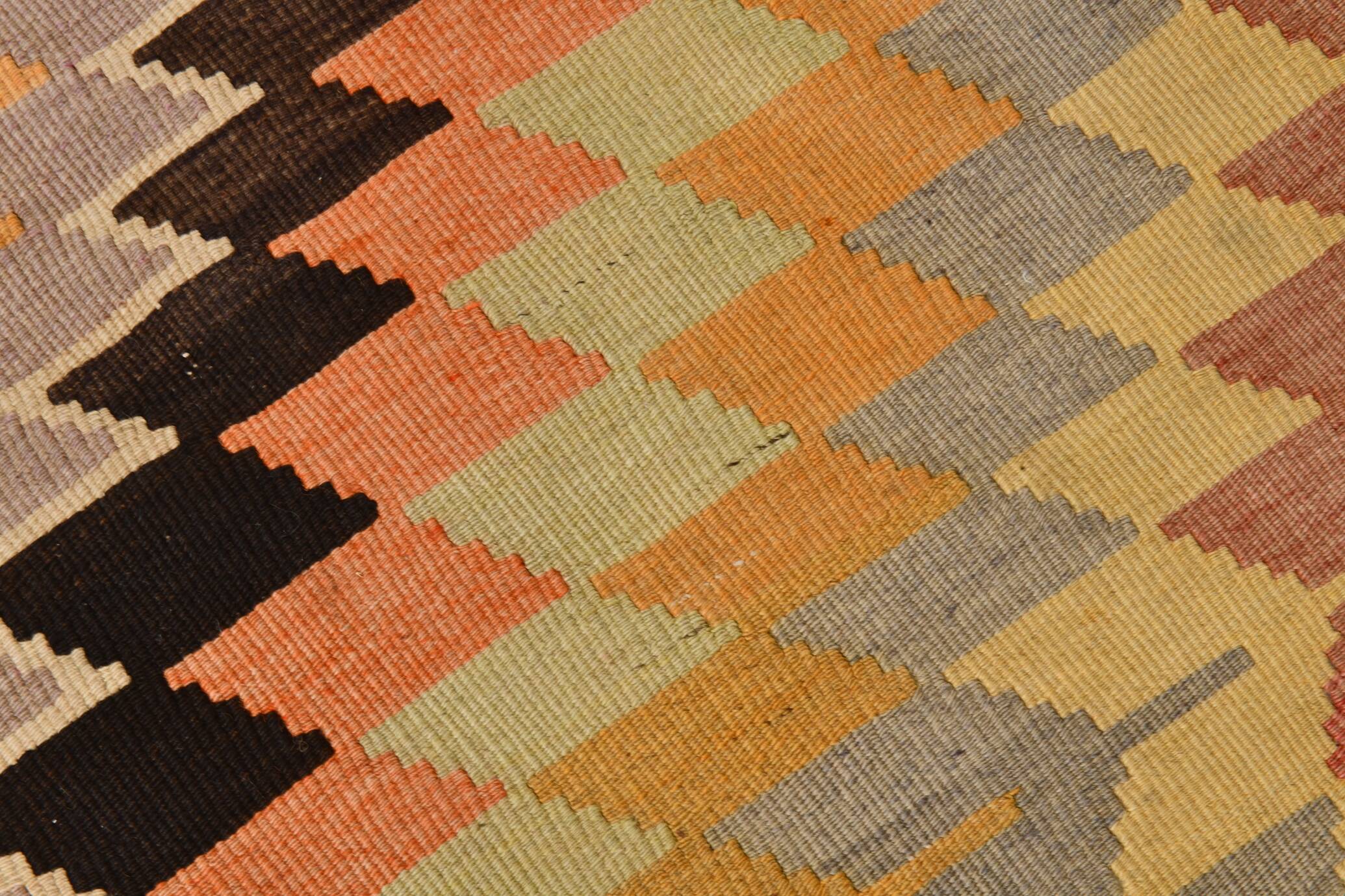 6x7 Faded Orange Area Handknotted Kilim Rug,