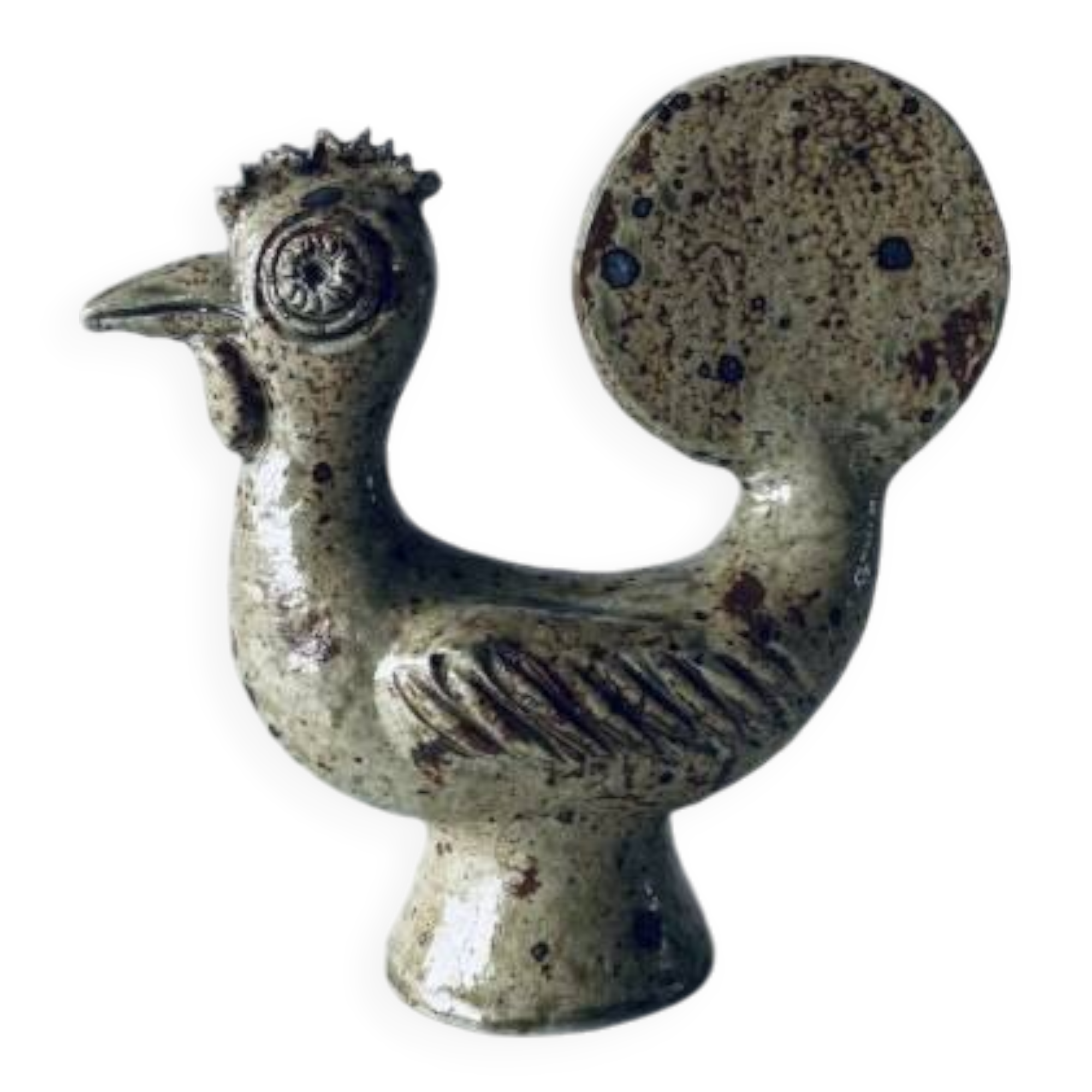Sandstone rooster signed André Rozay, La Borne