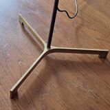 Danish adjustable teak floor lamp with tripod brass foot, 1960s