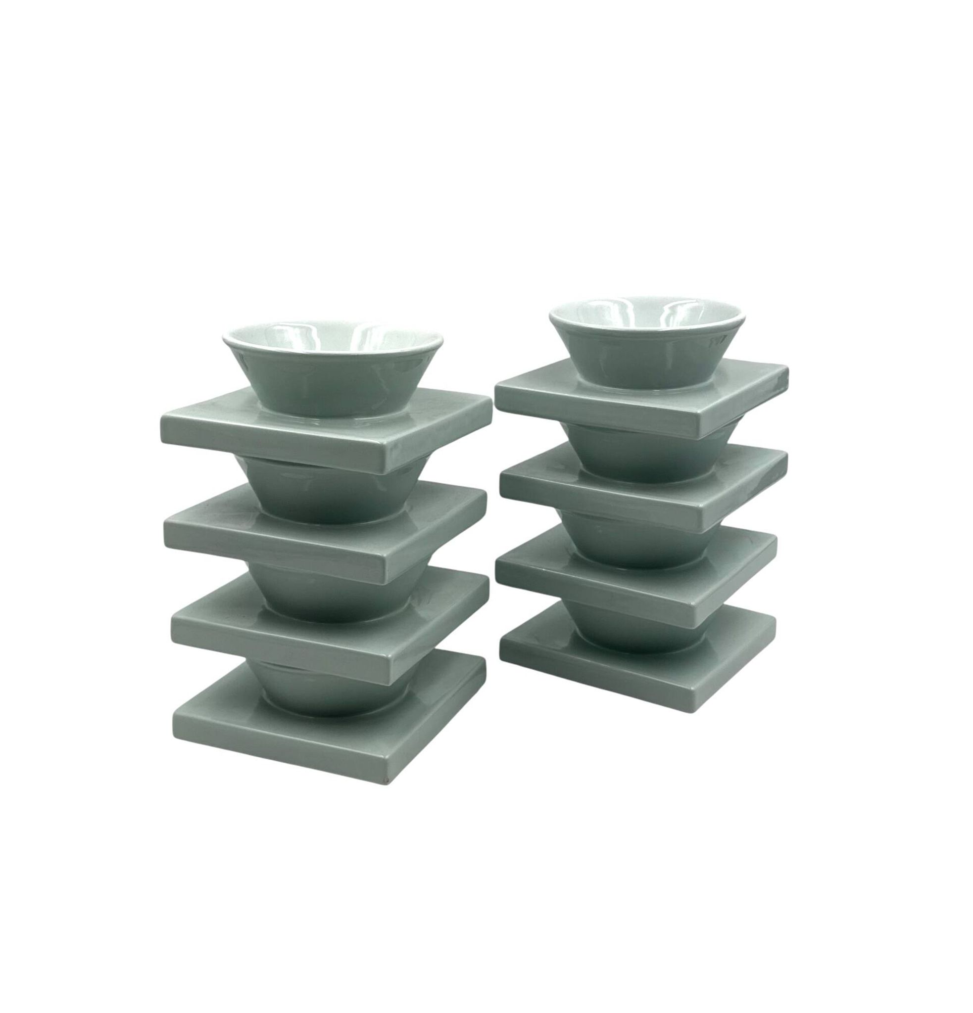 Set of 9 ceramic light blue ceramic bowls, I + I Italy, 1970s