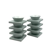 Set of 9 ceramic light blue ceramic bowls, I + I Italy, 1970s