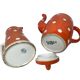 Sarreguemines, two red earthenware jugs with polka dots circa 1940