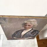 Portrait ancien signé Fernand Blondin daté 1932, huile sur toile vintage d'une femme