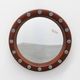 Round wooden mirror with turquoise ceramic studs by Deknudt, Belgium, 1960s