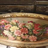 Oil on panel Bouquet with carnations 19th century