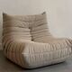 Beige velvet Togo armchair by Michel Ducaroy