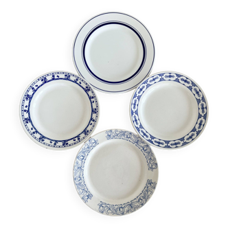Assiettes en porcelaine, 4 pièces, grandes assiettes à salade, vintage, bleu