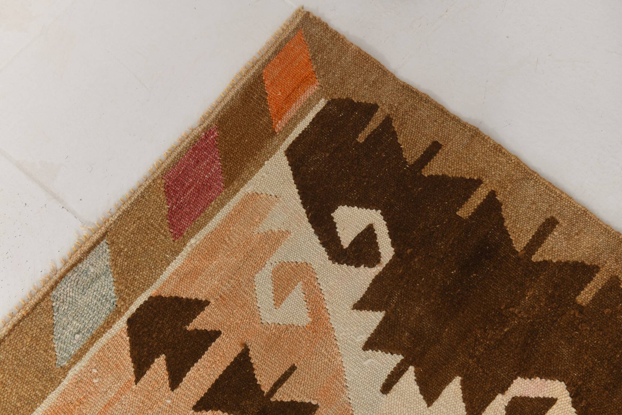 Grand tapis kilim turc vintage, décor bohème multicolore, 289x381 cm