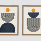 Geometric art print with lines and circles