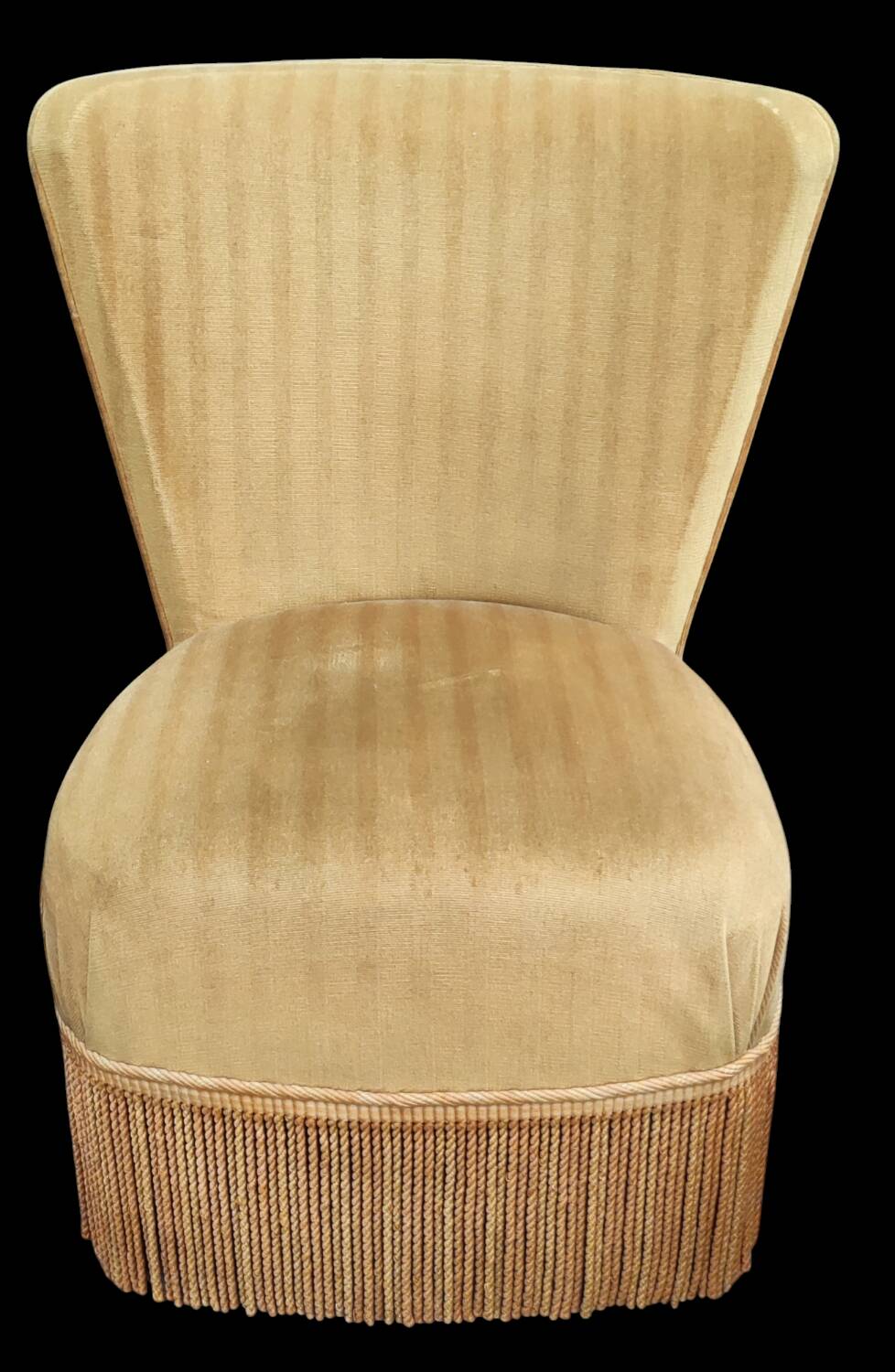 Pair of old toad armchairs with pouffe footrest