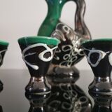 Ceramic liqueur service, zoomorphic, signed Vallauris