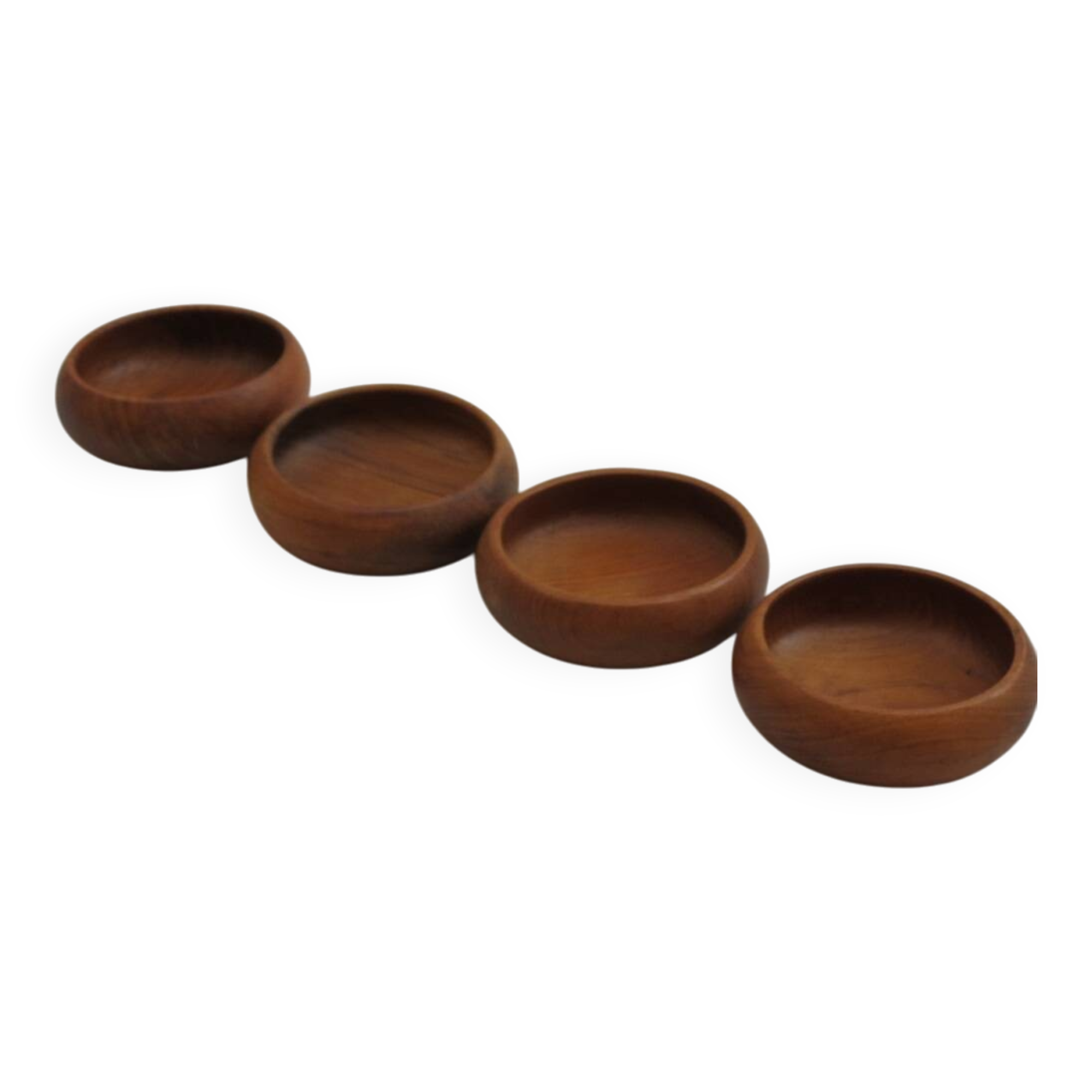Set of 4 Midcentury Teak Wooden Serving Bowls 1960s