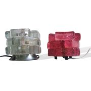 Brutalist solid bubble glass clear and red table lamps 1960s, set of 2
