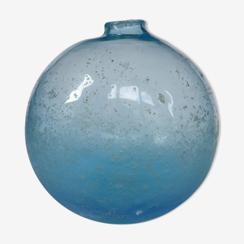Vase Murano en verre soufflé à la bouche bleu