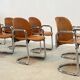 Set of eight cognac leather Dialogo Dessau dining chairs by Afra E Tobia Scarpa