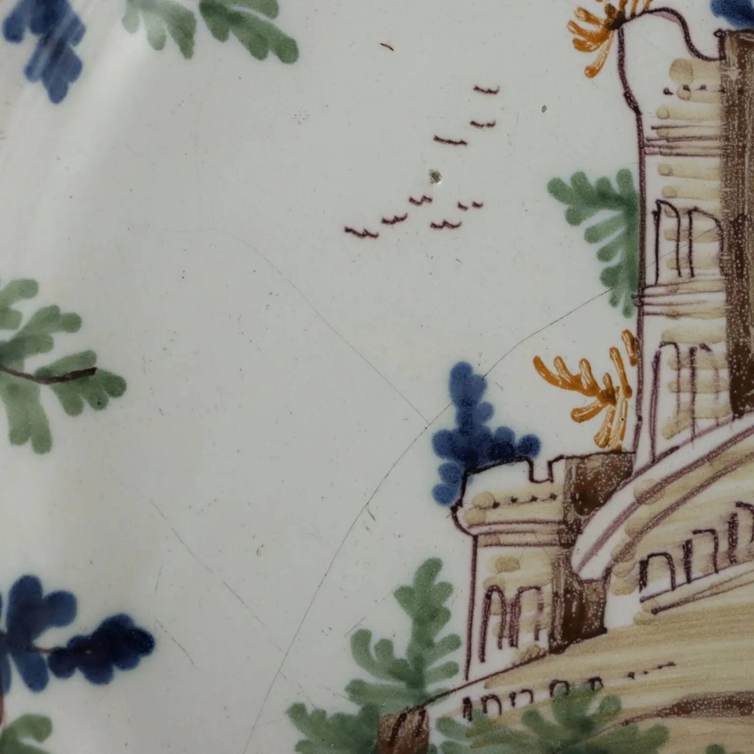 Antique majolica plate, Pavia, Italy, 18th century